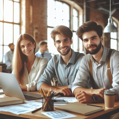 Young professionals working in office