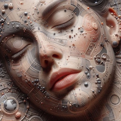 Woman's face with circuitry design