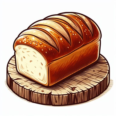 Freshly baked loaf of bread on wooden cutting board