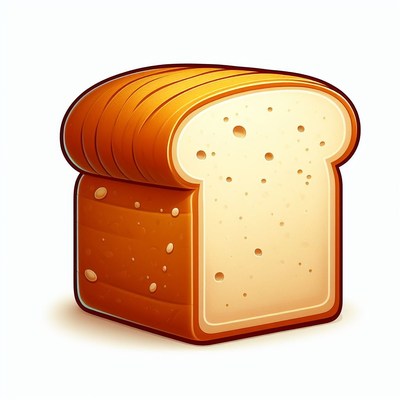 Sliced white bread on white background