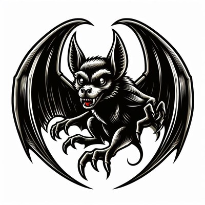 Black and white bat illustration