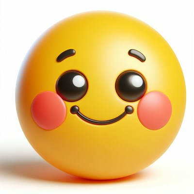 3d yellow smiley face with blushing cheeks