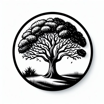 Black and white tree illustration