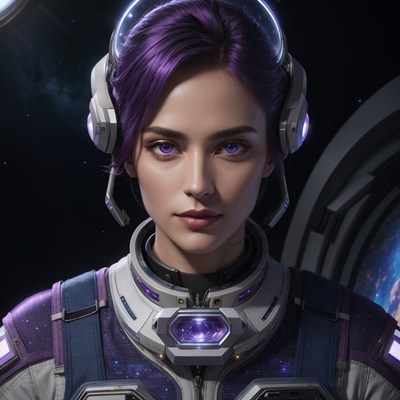 Female astronaut with purple hair