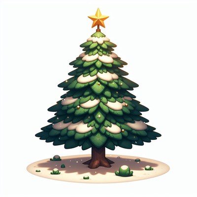 Decorated christmas tree in snow