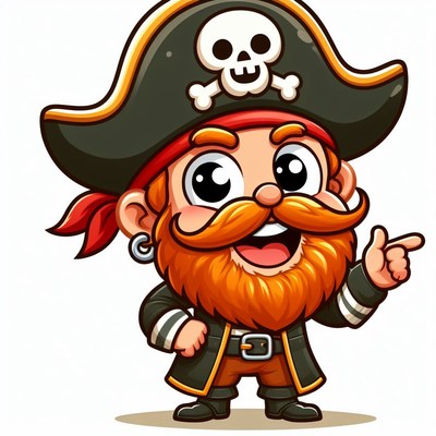 Smiling pirate cartoon character