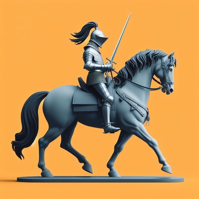 Medieval knight riding horse