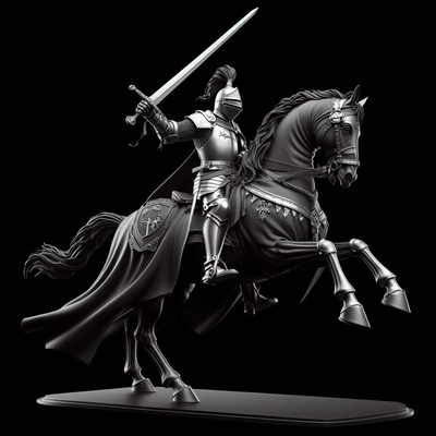Knight on horseback, 3d render