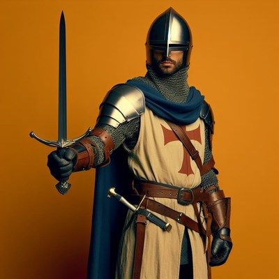 Crusader knight holding sword