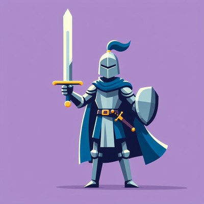 Knight holding sword and shield