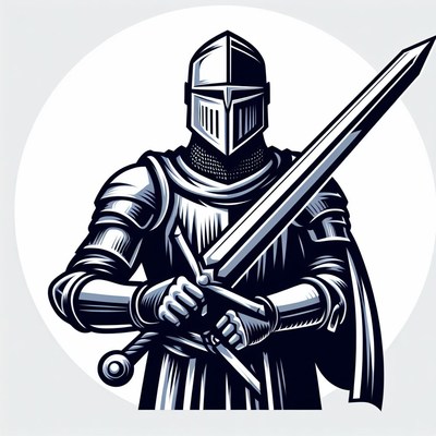 Medieval knight holding sword