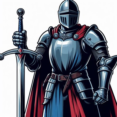 Medieval knight holding sword