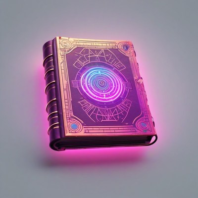 Purple glowing book with gold trim