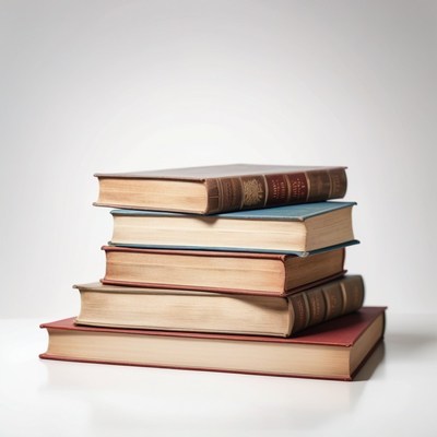 Stack of vintage books on a table