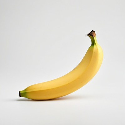 Single ripe banana on white background