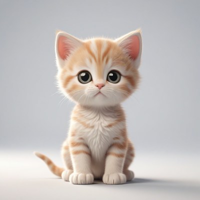 Cute kitten sitting on white background