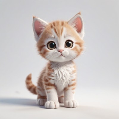 Cute kitten sitting on white background