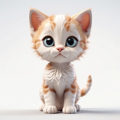 Cute kitten sitting on white background