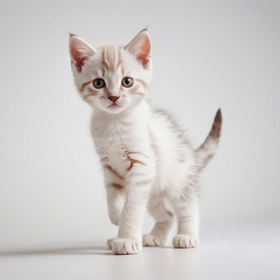 White kitten standing on white background