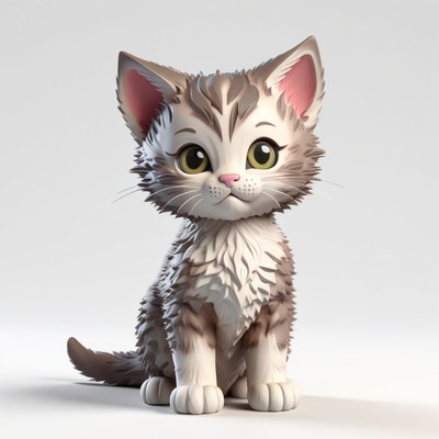 Cute kitten sitting on white background