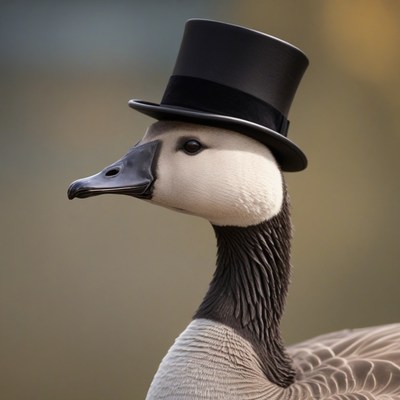Goose wearing top hat