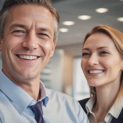 Smiling business colleagues in office