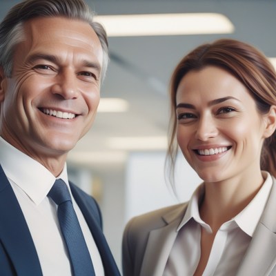 Smiling business colleagues