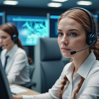 Woman working in a call center