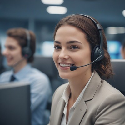 Smiling customer service representative