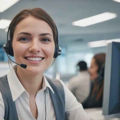 Smiling customer service representative