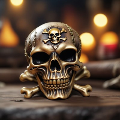 Gold skull with crossbones