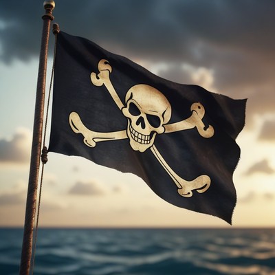 Pirate flag waving in the wind