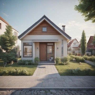 Suburban house with front yard