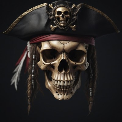Pirate skull with skull and crossbones patch