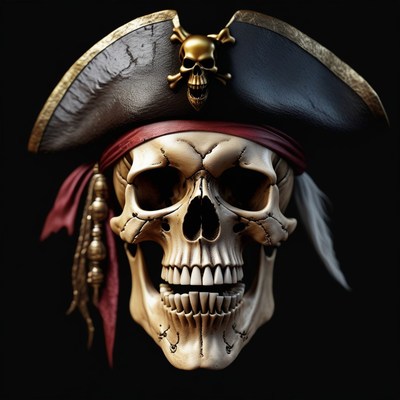 Pirate skull with hat and bandana
