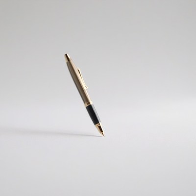 Silver pen poised on white paper