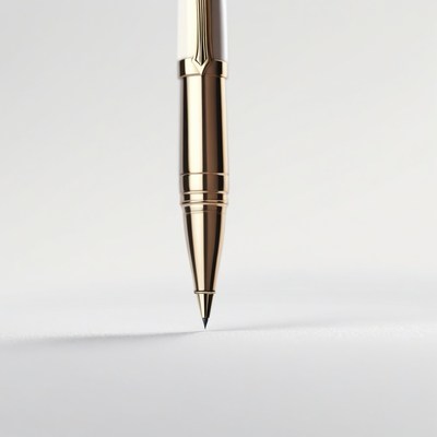 Silver pen pointing downward