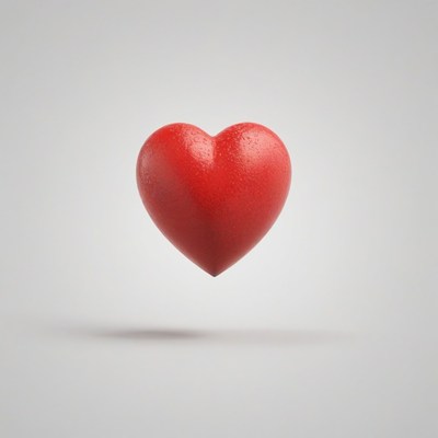 Red heart on white background