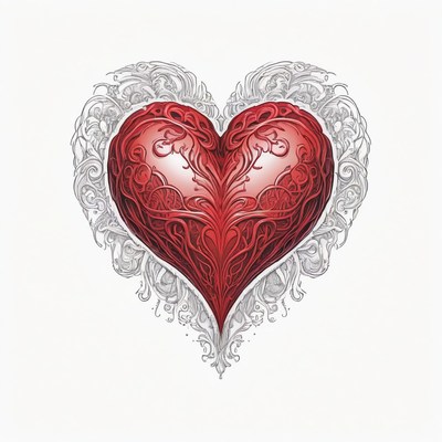 Ornate red heart illustration