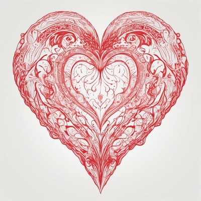 Red heart with ornate design
