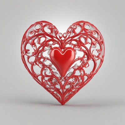 Red filigree heart