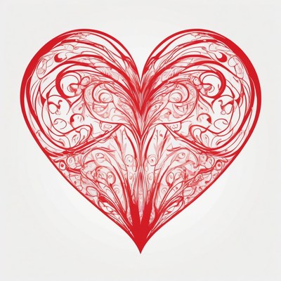 Ornate red heart illustration