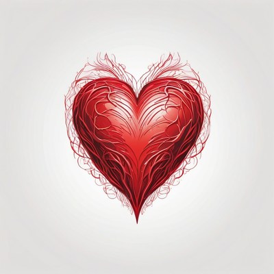 Red heart with intricate vines