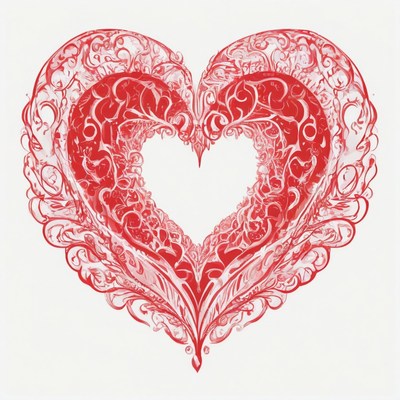 Ornate red heart design