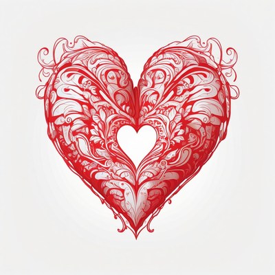 Ornate red heart illustration