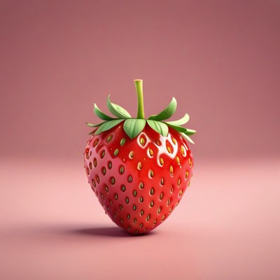 Single strawberry on pink background