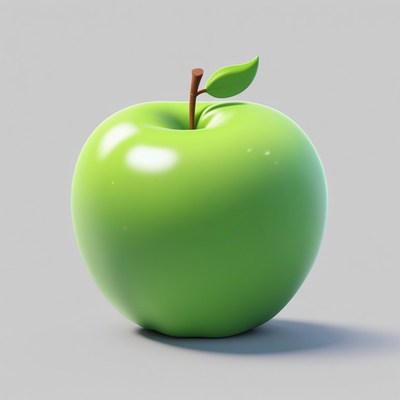 Green apple on gray background