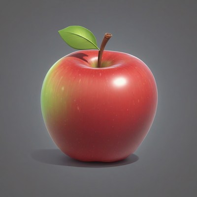 Red apple with green leaf