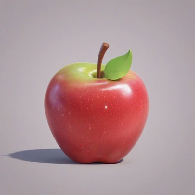 Red apple with green leaf