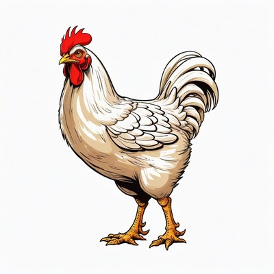 White rooster illustration